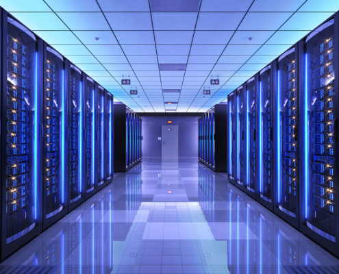 Server Room With Rows Of Server Racks