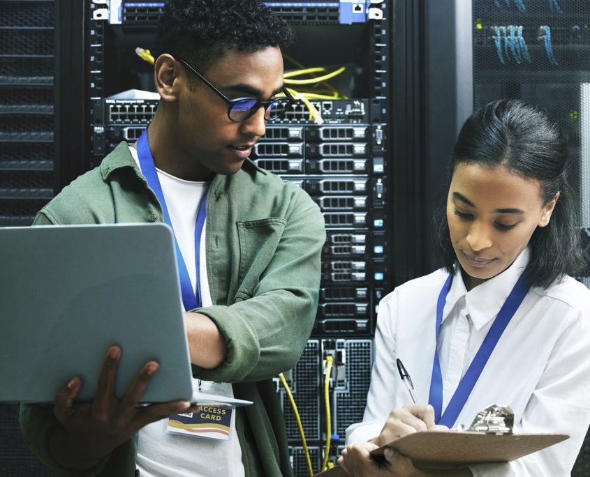 It Technicians In Server Room Doing Maintenance