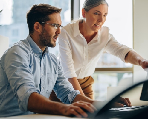 Two People Working At Computer