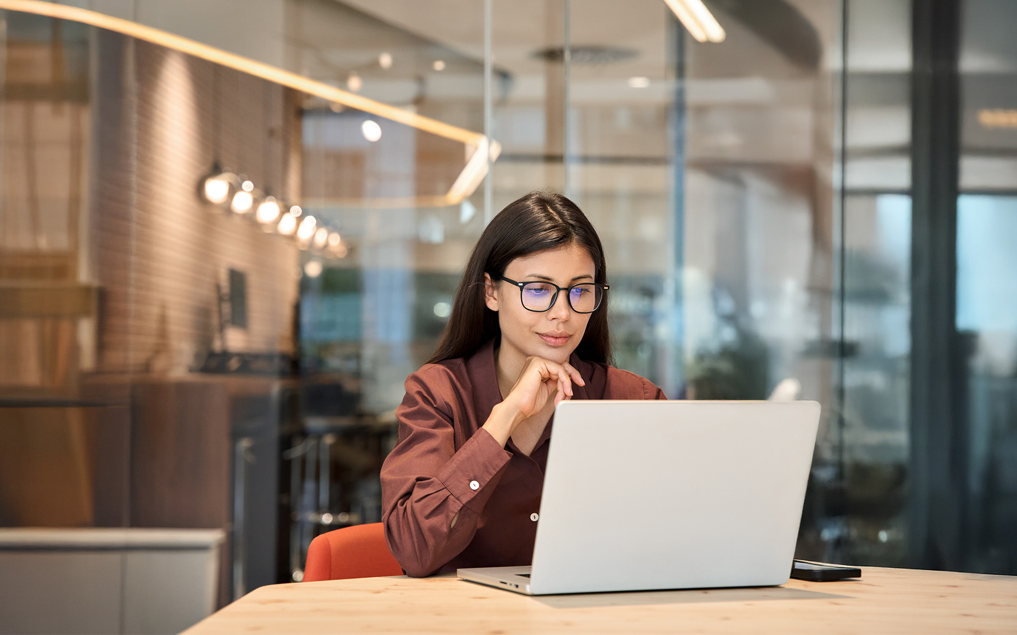 Young Businesswoman Professional Employee Using Pc Doing Online Banking