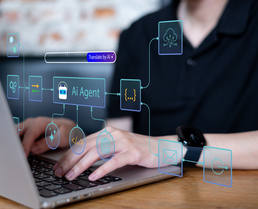 Hands Typing On Laptop Using Ai Agent